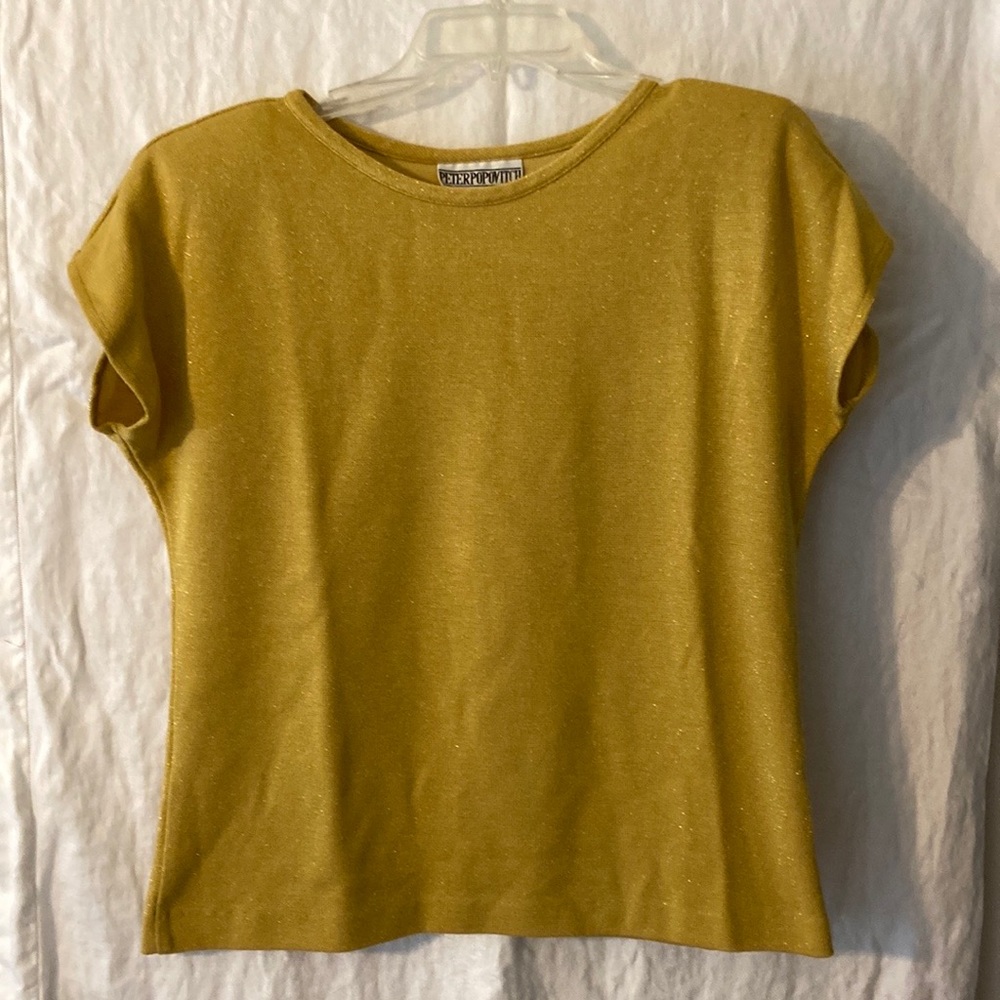 Vintage 1980s Peter Popovitch metallic gold boxy shoulder pad top